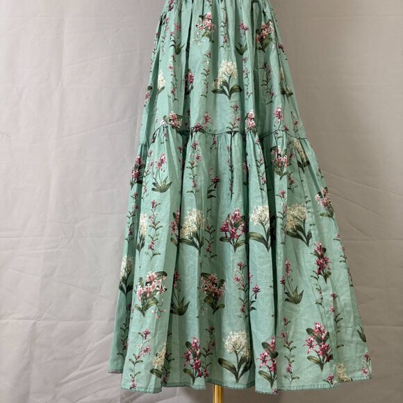 Agua by Agua Bendita  Green layered linen maxi dress with Lima linen embroidery - Picture 5 of 12